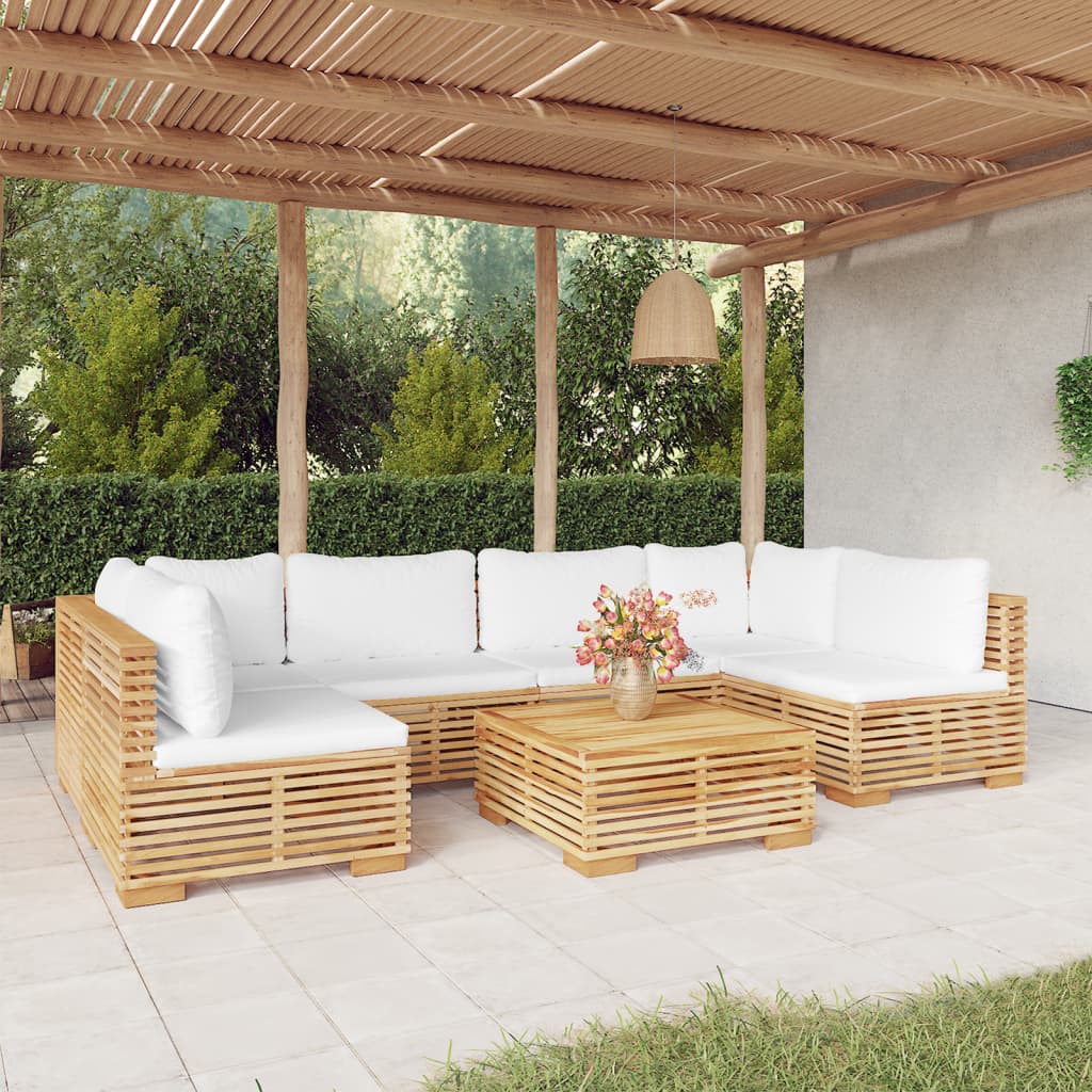 Set Divani da Giardino 7 pz con Cuscini Legno Massello di Teak - homemem39