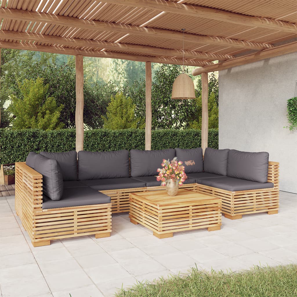 Set Divani da Giardino 7 pz con Cuscini Legno Massello di Teak - homemem39