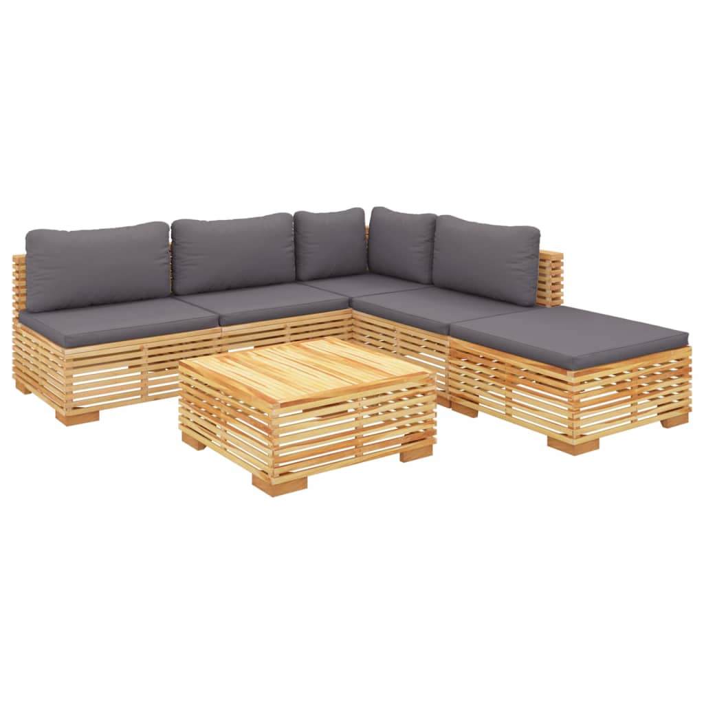 Set Divani da Giardino 6 pz con Cuscini Legno Massello di Teak - homemem39