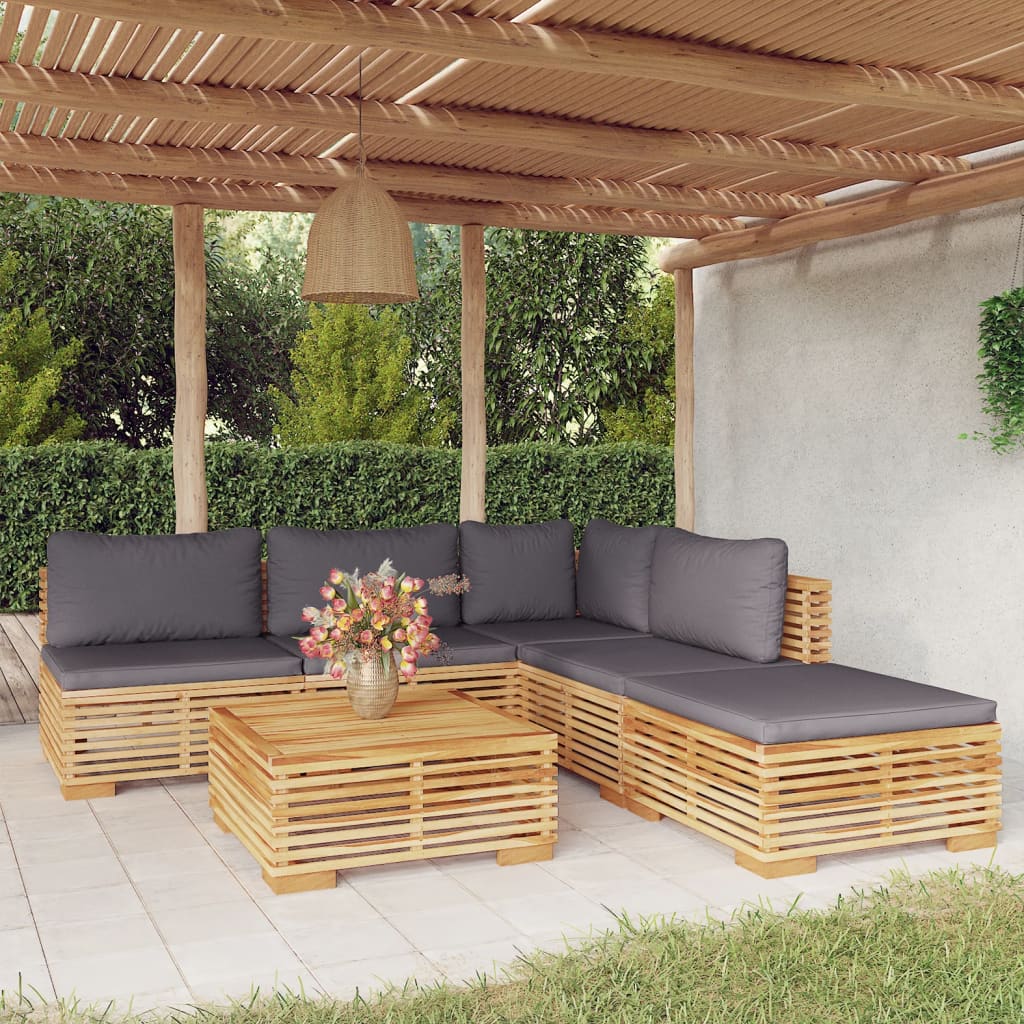 Set Divani da Giardino 6 pz con Cuscini Legno Massello di Teak - homemem39