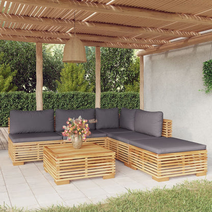 Set Divani da Giardino 6 pz con Cuscini Legno Massello di Teak - homemem39