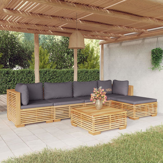 Set Divani da Giardino 6 pz con Cuscini Legno Massello di Teak - homemem39