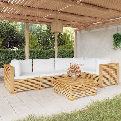 Set Divani da Giardino 6 pz con Cuscini Legno Massello di Teak - homemem39