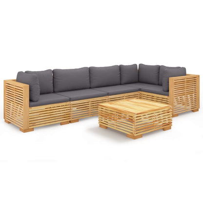 Set Divani da Giardino 6 pz con Cuscini Legno Massello di Teak - homemem39