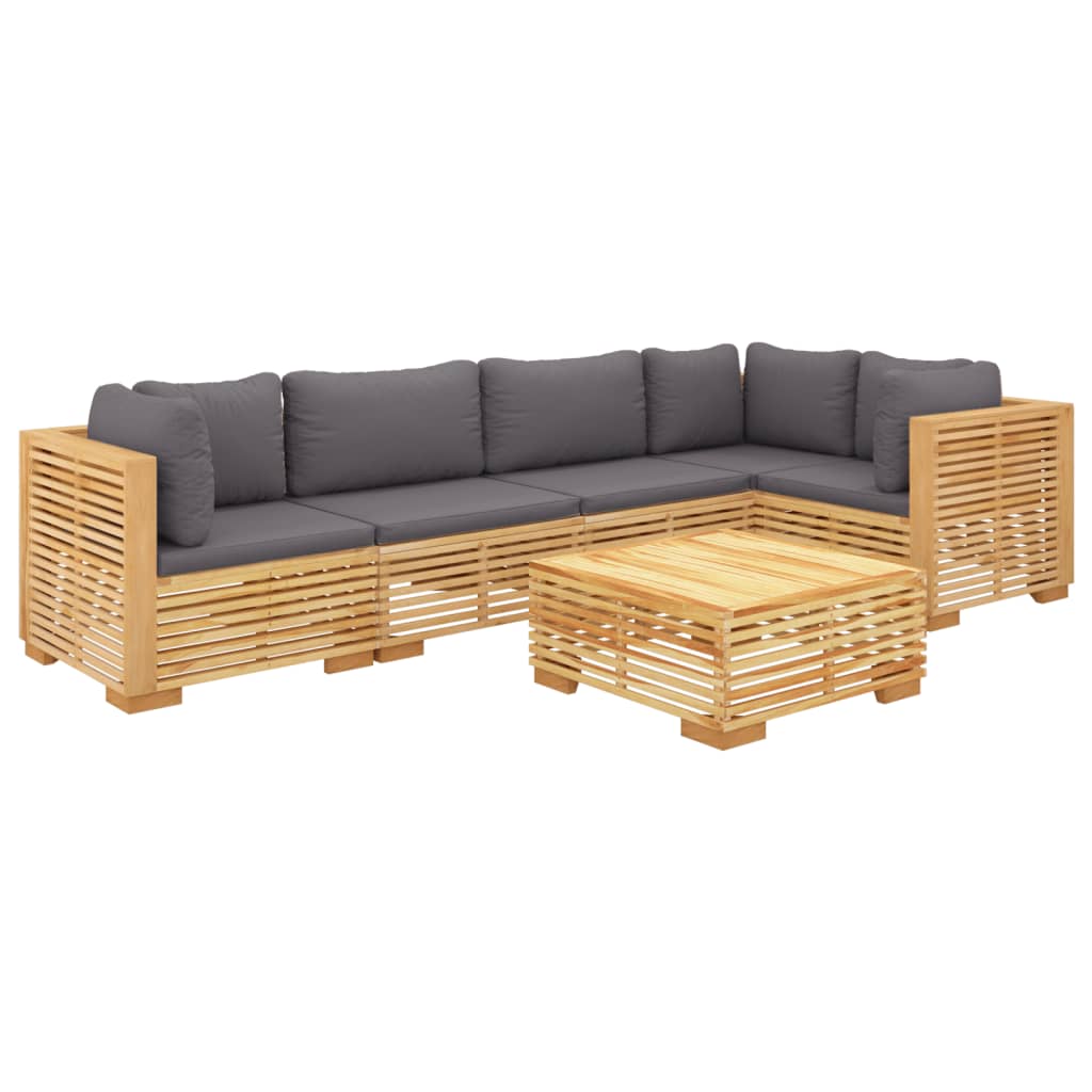 Set Divani da Giardino 6 pz con Cuscini Legno Massello di Teak - homemem39