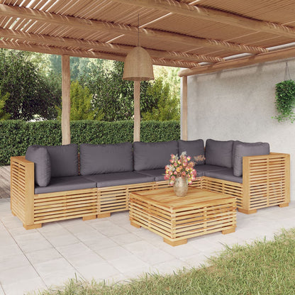 Set Divani da Giardino 6 pz con Cuscini Legno Massello di Teak - homemem39