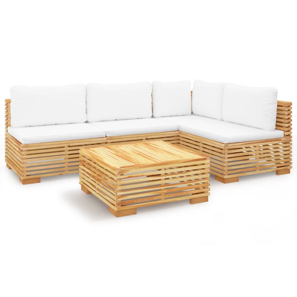 Set Divani da Giardino 5 pz con Cuscini Legno Massello di Teak - homemem39