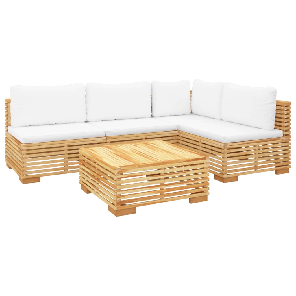 Set Divani da Giardino 5 pz con Cuscini Legno Massello di Teak - homemem39