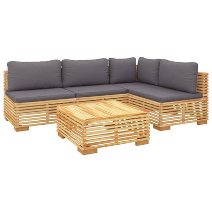 Set Divani da Giardino 5 pz con Cuscini Legno Massello di Teak - homemem39