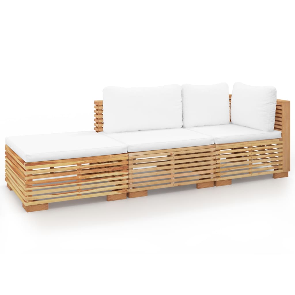 Set Divani da Giardino 3 pz con Cuscini Legno Massello di Teak - homemem39