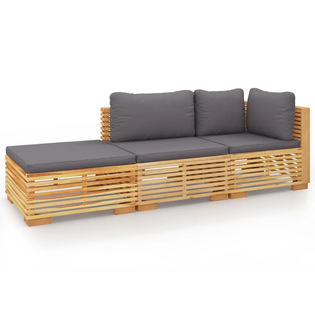 Set Divani da Giardino 3 pz con Cuscini Legno Massello di Teak - homemem39