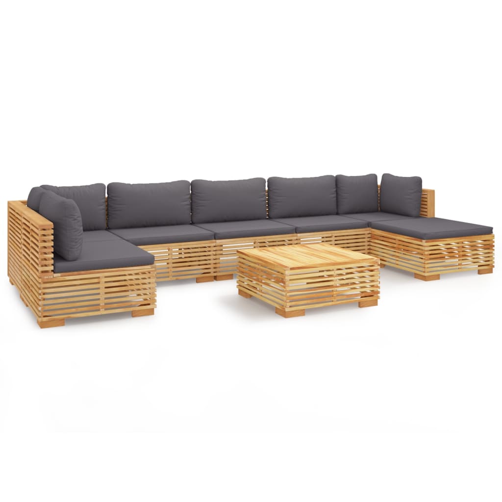 Set Divani da Giardino 8 pz con Cuscini Legno Massello di Teak - homemem39