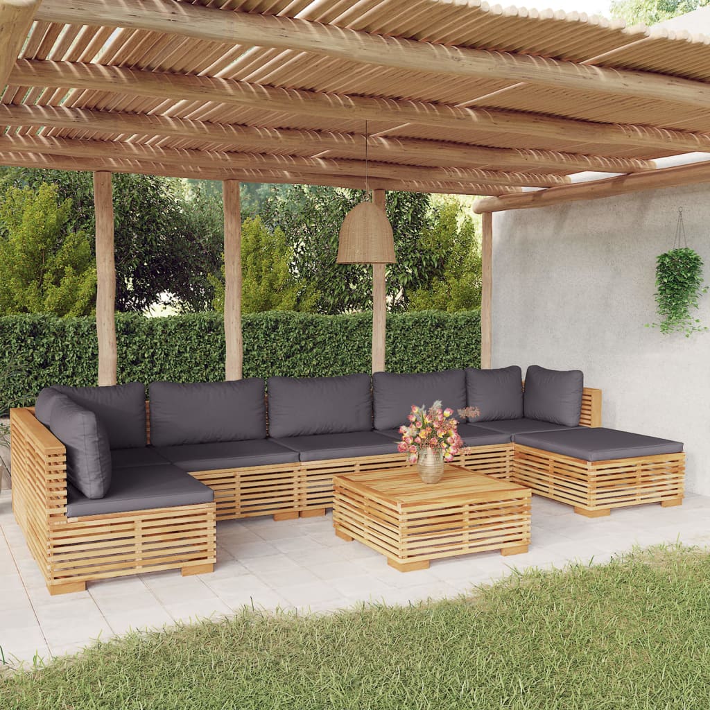 Set Divani da Giardino 8 pz con Cuscini Legno Massello di Teak - homemem39