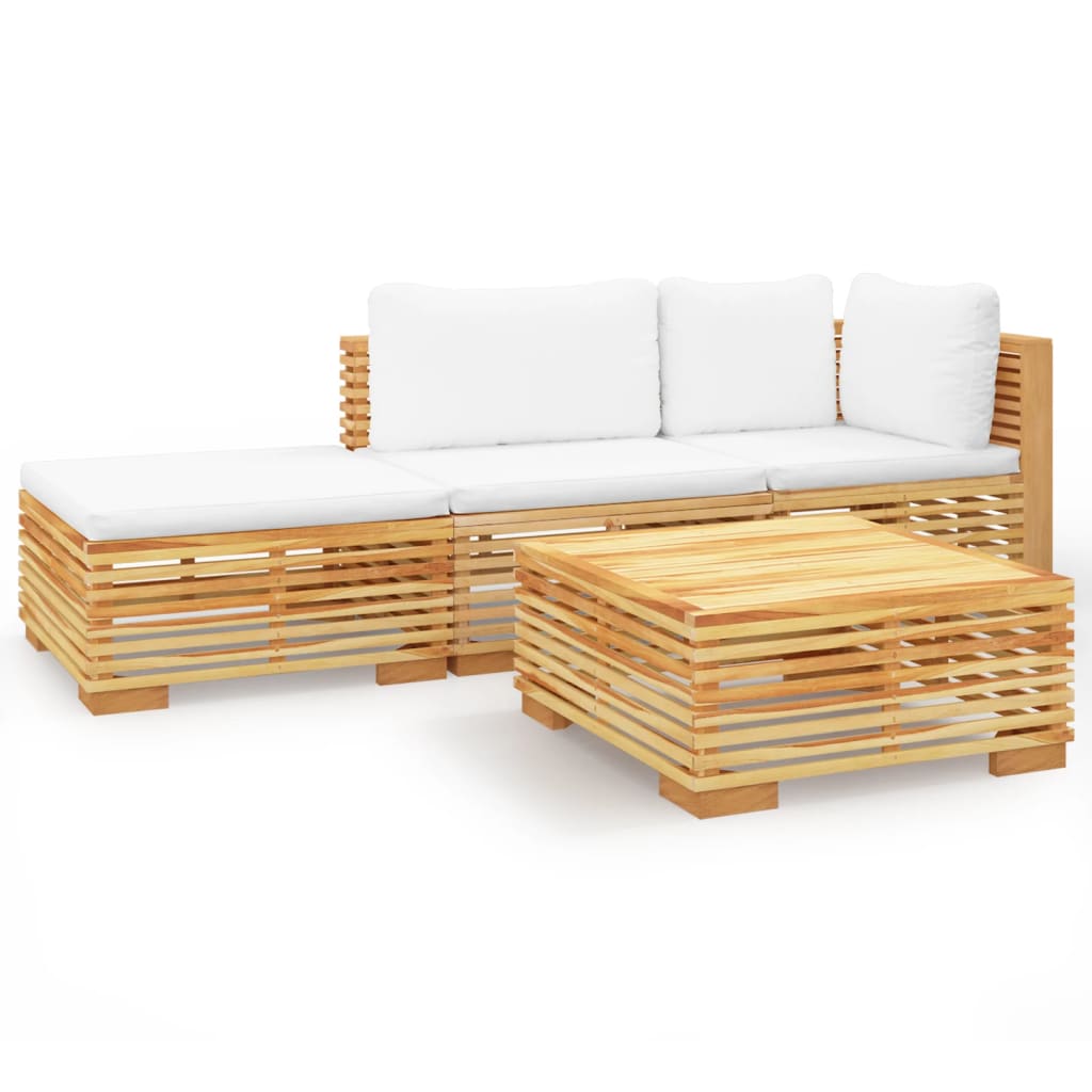 Set Divani da Giardino 4 pz con Cuscini Legno Massello di Teak - homemem39