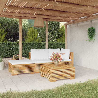 Set Divani da Giardino 4 pz con Cuscini Legno Massello di Teak - homemem39