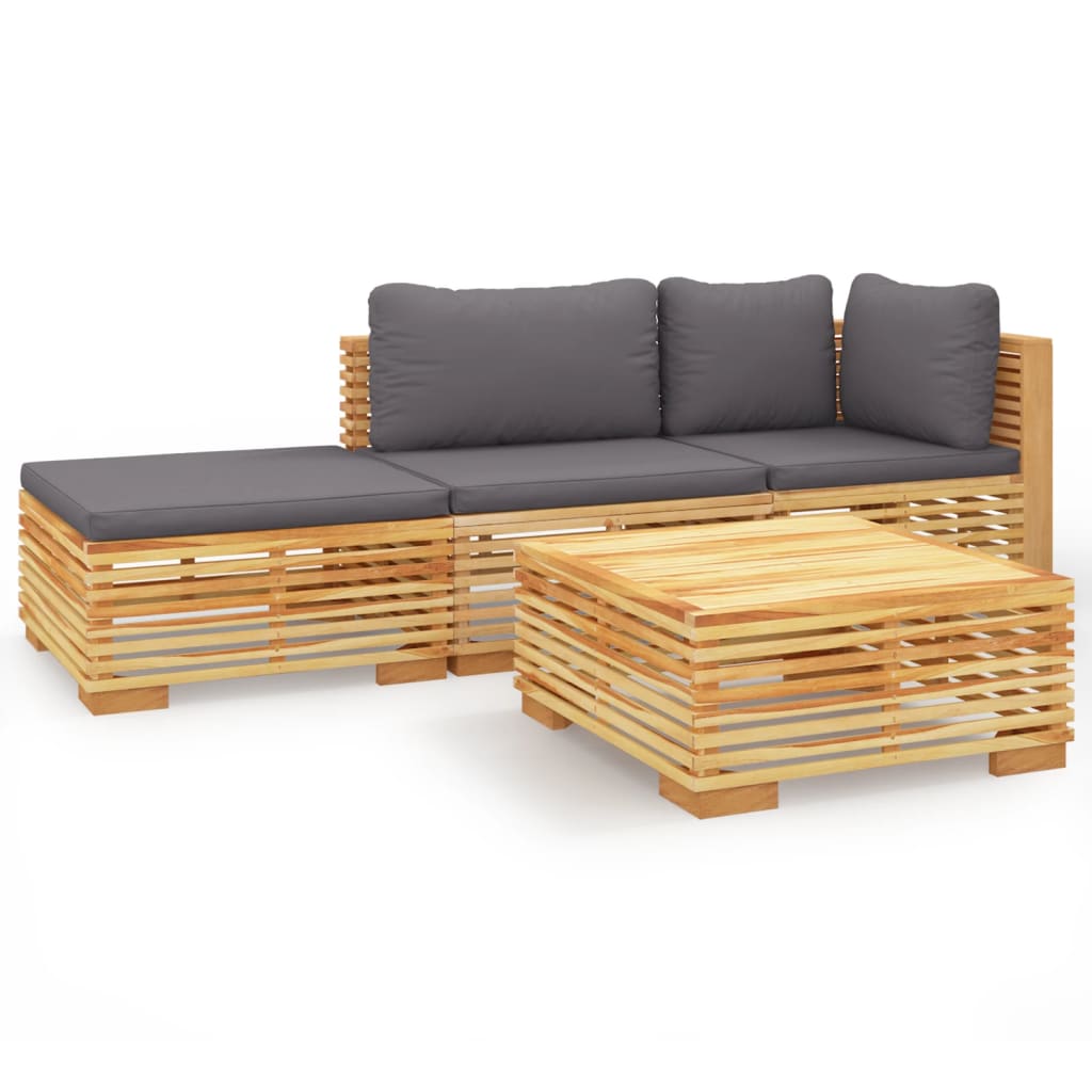 Set Divani da Giardino 4 pz con Cuscini Legno Massello di Teak - homemem39