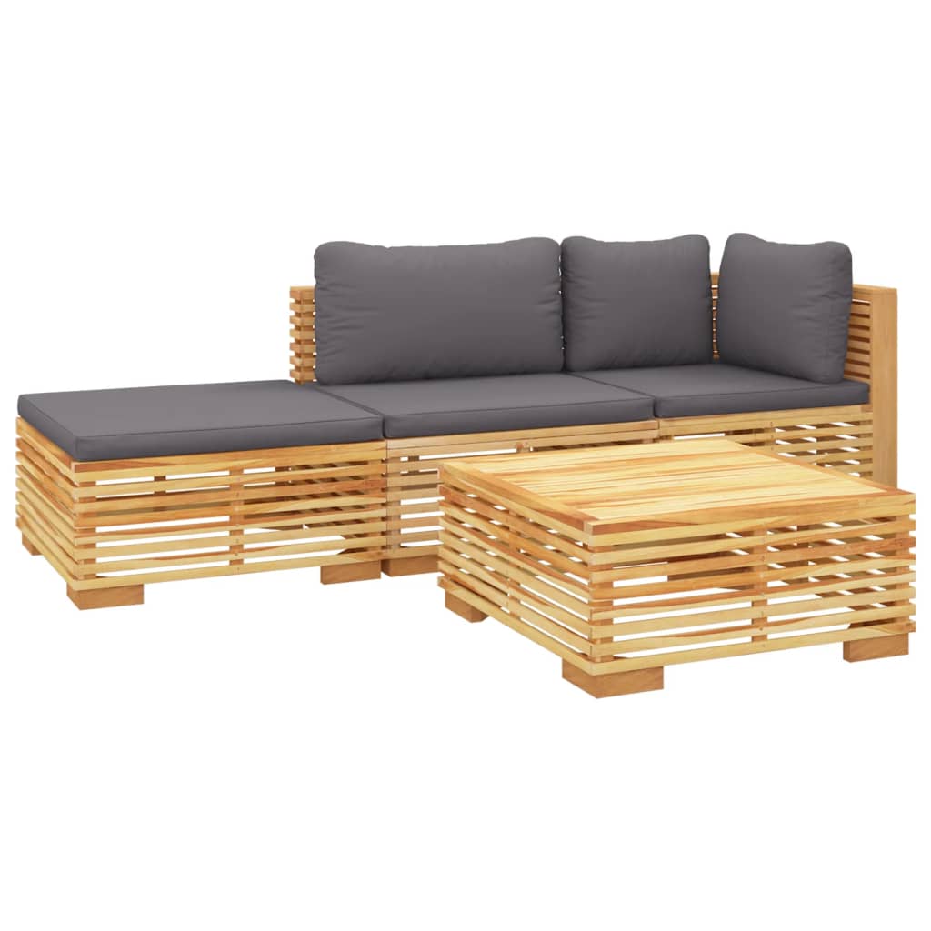 Set Divani da Giardino 4 pz con Cuscini Legno Massello di Teak - homemem39