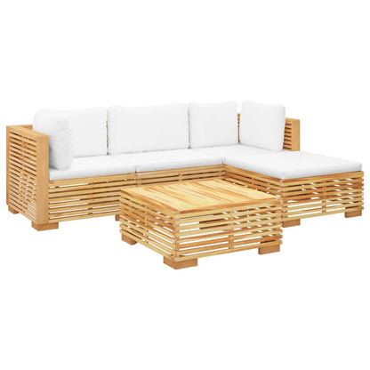 Set Divani da Giardino 5 pz con Cuscini Legno Massello di Teak - homemem39