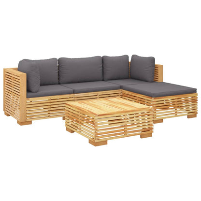 Set Divani da Giardino 5 pz con Cuscini Legno Massello di Teak - homemem39