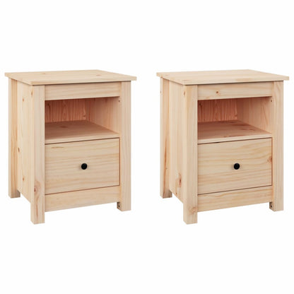 Comodini 2 pz 40x35x49 cm in Legno Massello di Pino - homemem39