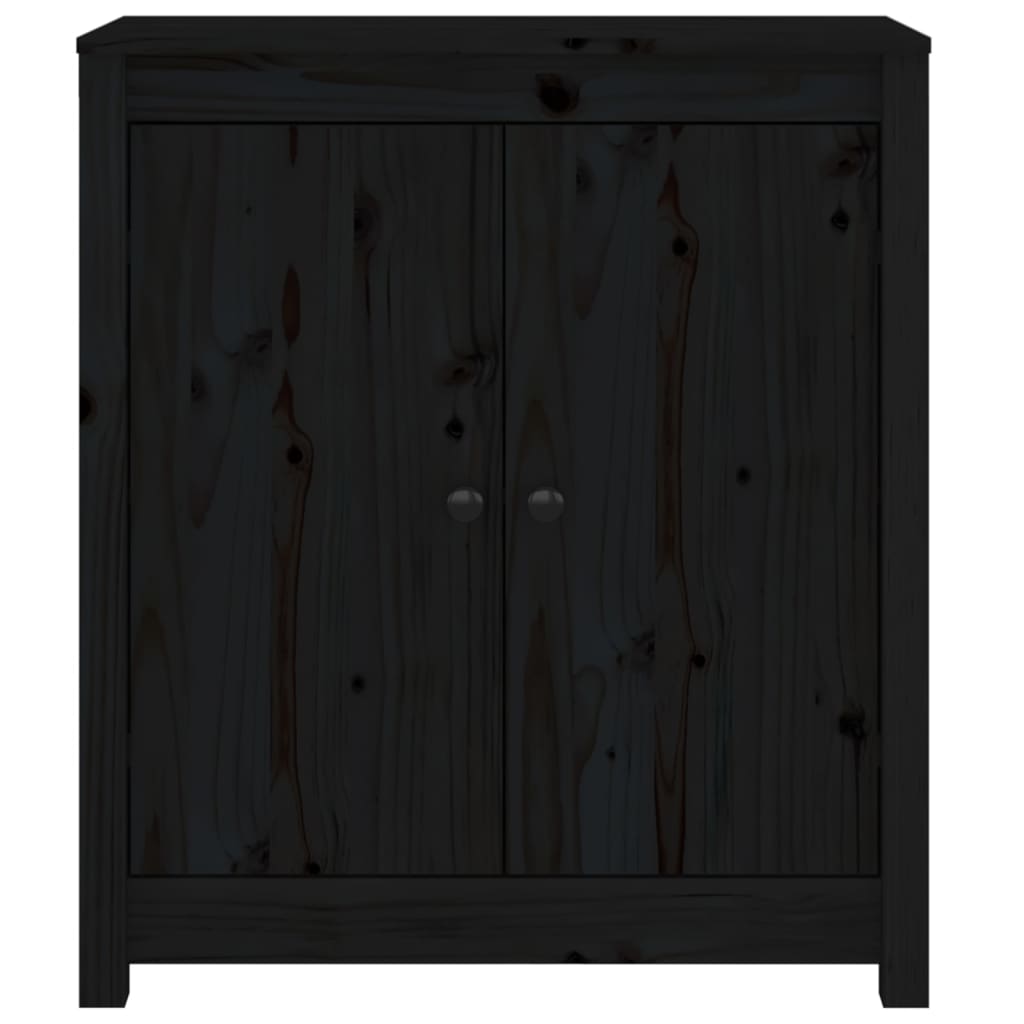 Credenza Nera 70x35x80 cm in Legno Massello di Pino - homemem39