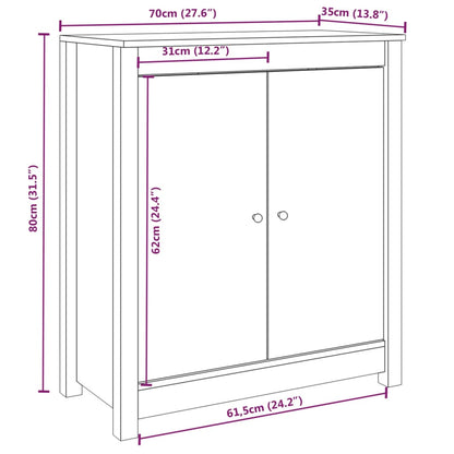 Credenza Nera 70x35x80 cm in Legno Massello di Pino - homemem39