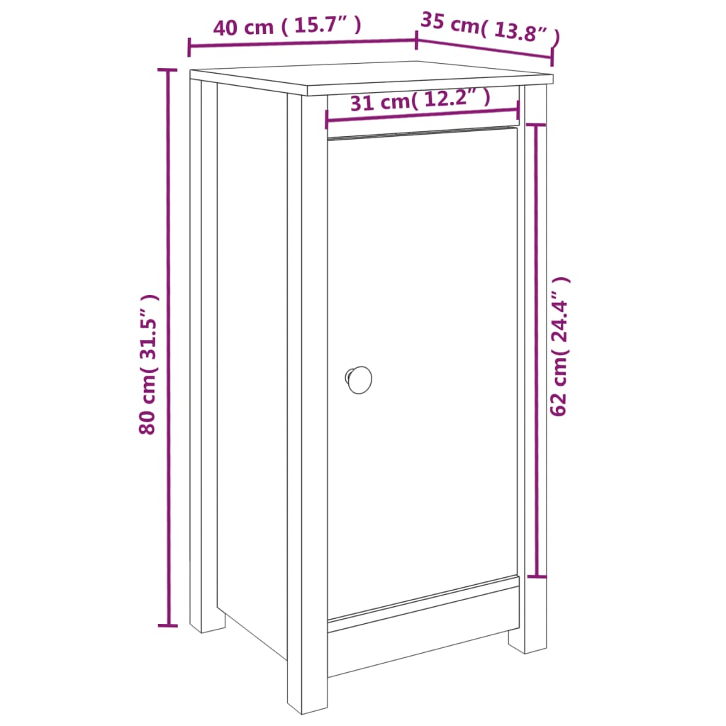 Credenze 2 pz 40x35x80 cm in Legno Massello di Pino - homemem39