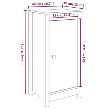 Credenze 2 pz Bianche 40x35x80 cm in Legno Massello di Pino - homemem39