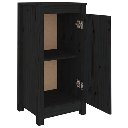 Credenza Nera 40x35x80 cm in Legno Massello di Pino - homemem39