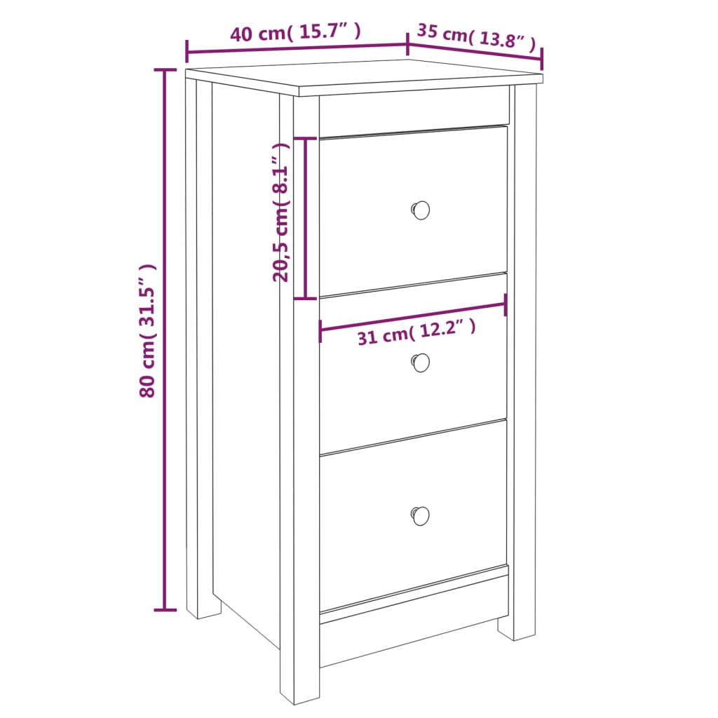 Credenza 40x35x80 cm in Legno Massello di Pino - homemem39