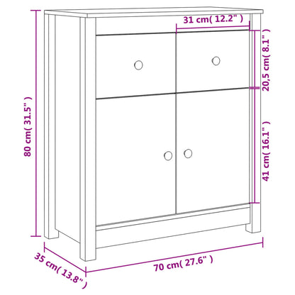 Credenza 70x35x80 cm in Legno Massello di Pino - homemem39