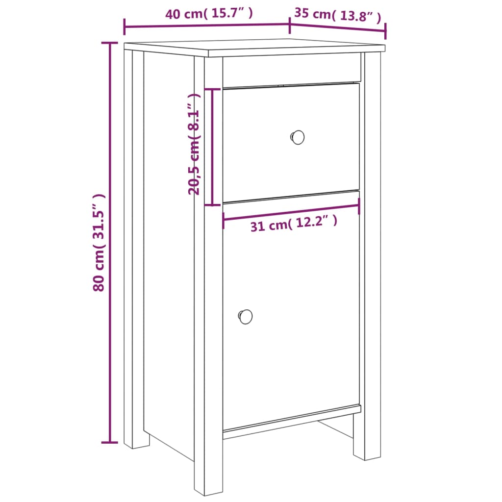 Credenza 40x35x80 cm in Legno Massello di Pino - homemem39