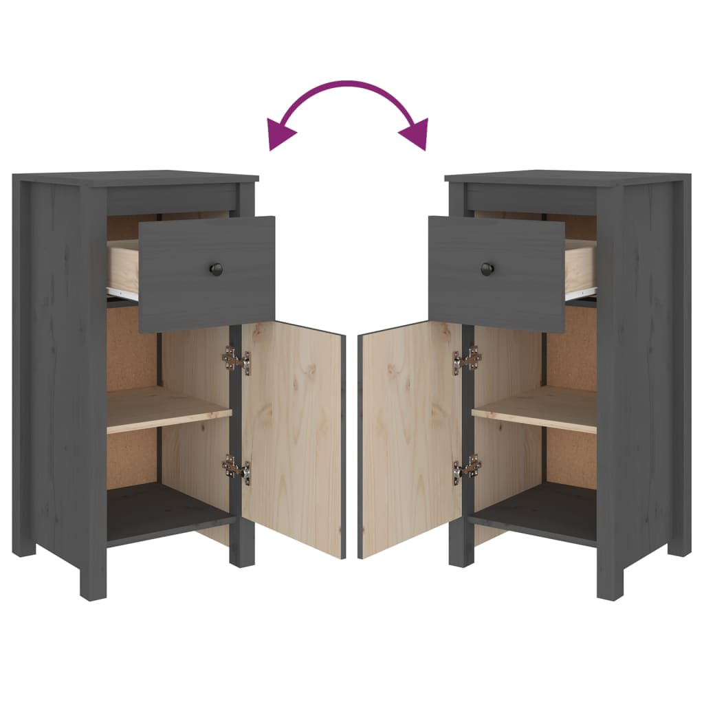 Credenza Grigia 40x35x80 cm in Legno Massello di Pino - homemem39