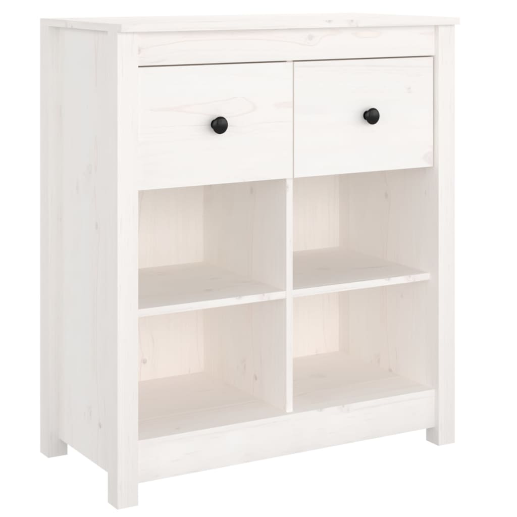 Credenza Bianca 70x35x80 cm in Legno Massello di Pino - homemem39