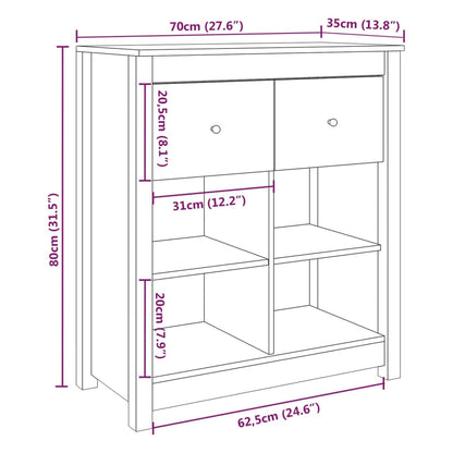 Credenza Grigia 70x35x80 cm in Legno Massello di Pino - homemem39