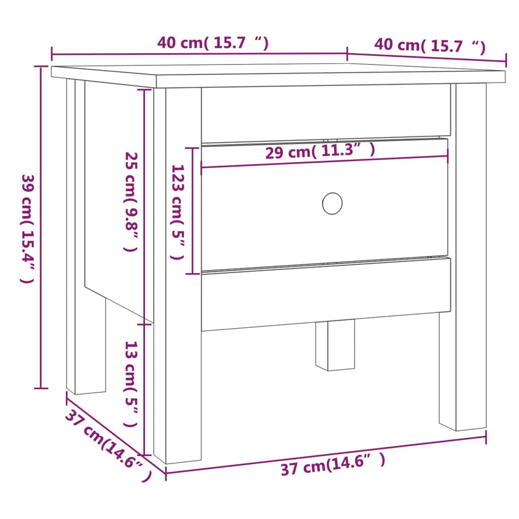 Tavolino Grigio 40x40x39 cm Legno Massello di Pino - homemem39