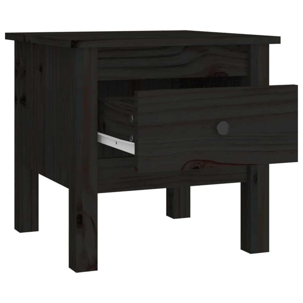 Tavolino Nero 40x40x39 cm Legno Massello di Pino - homemem39