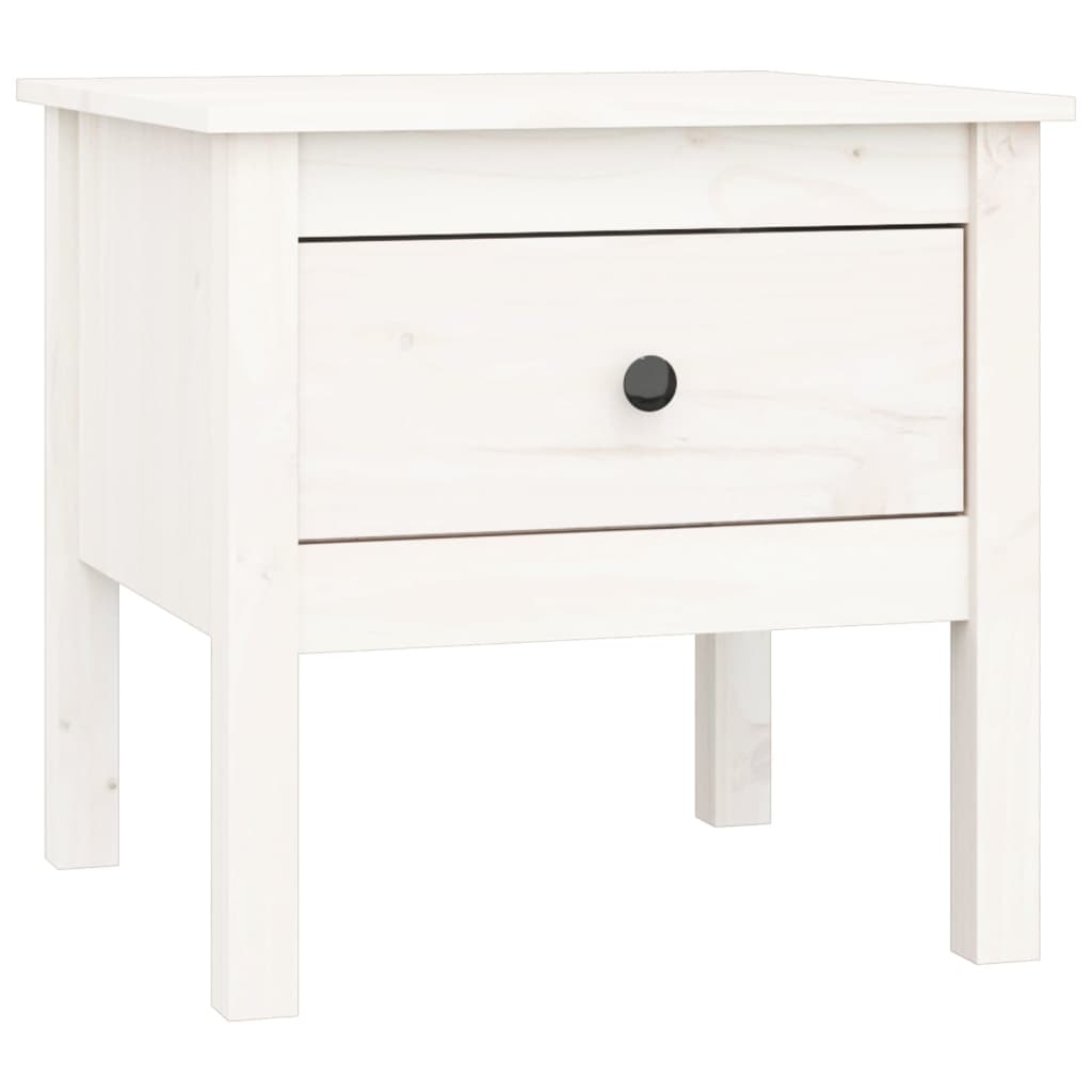 Tavolino Bianco 50x50x49 cm Legno Massello di Pino - homemem39