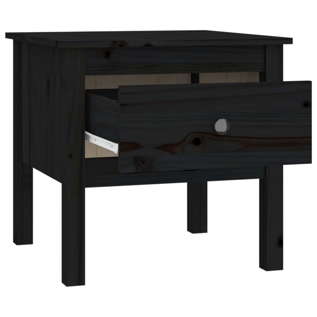 Tavolino Nero 50x50x49 cm Legno Massello di Pino - homemem39