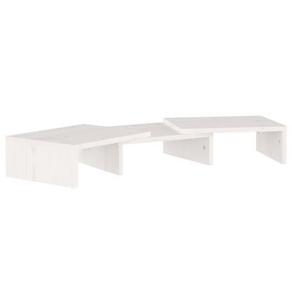 Supporto per Monitor Bianco 60x24x10,5cm Legno Massello di Pino - homemem39