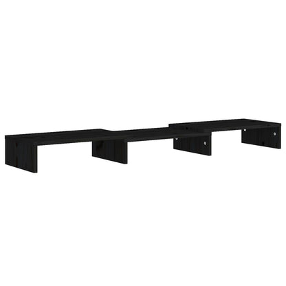 Supporto per Monitor Nero 80x24x10,5 cm Legno Massello di Pino - homemem39