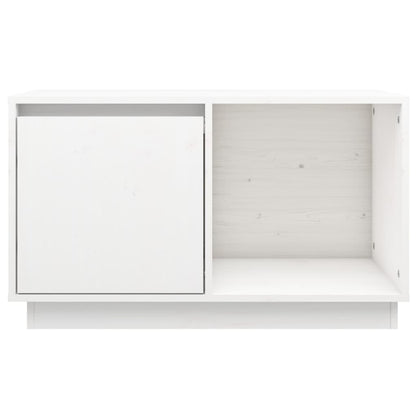 Mobile Porta TV Bianco 74x35x44 cm in Legno Massello di Pino - homemem39