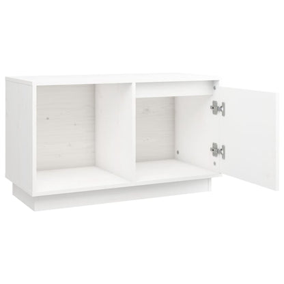 Mobile Porta TV Bianco 74x35x44 cm in Legno Massello di Pino - homemem39