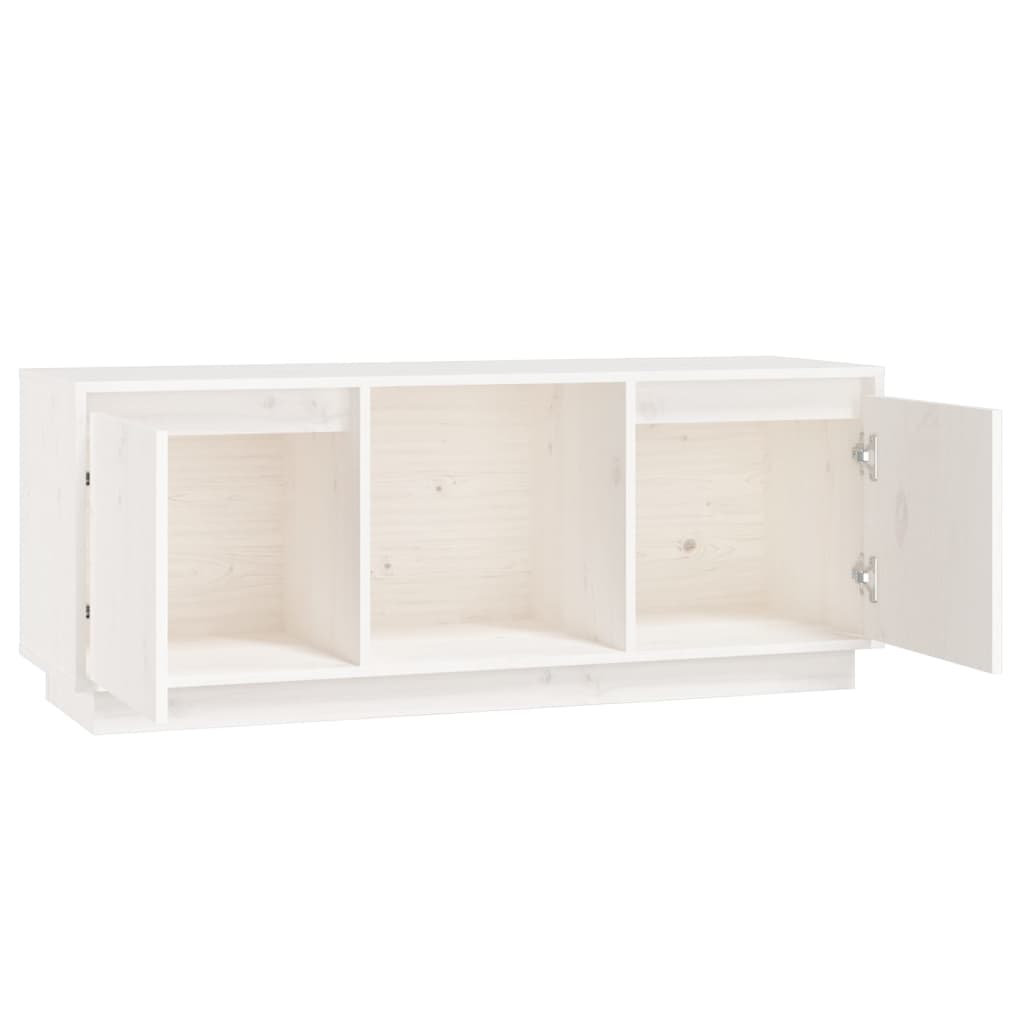 Mobile Porta TV Bianco 110,5x35x44 cm in Legno Massello di Pino - homemem39