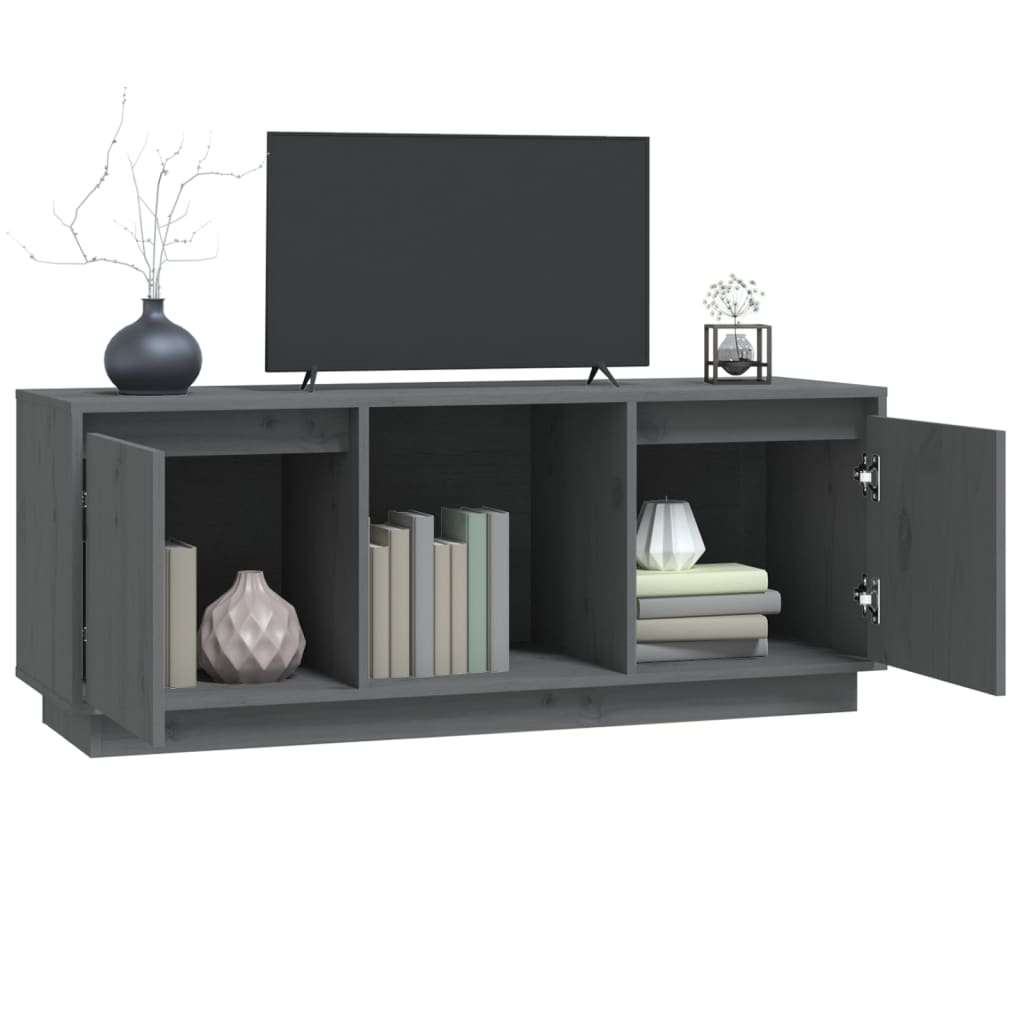 Mobile Porta TV Grigio 110,5x35x44 cm in Legno Massello di Pino - homemem39