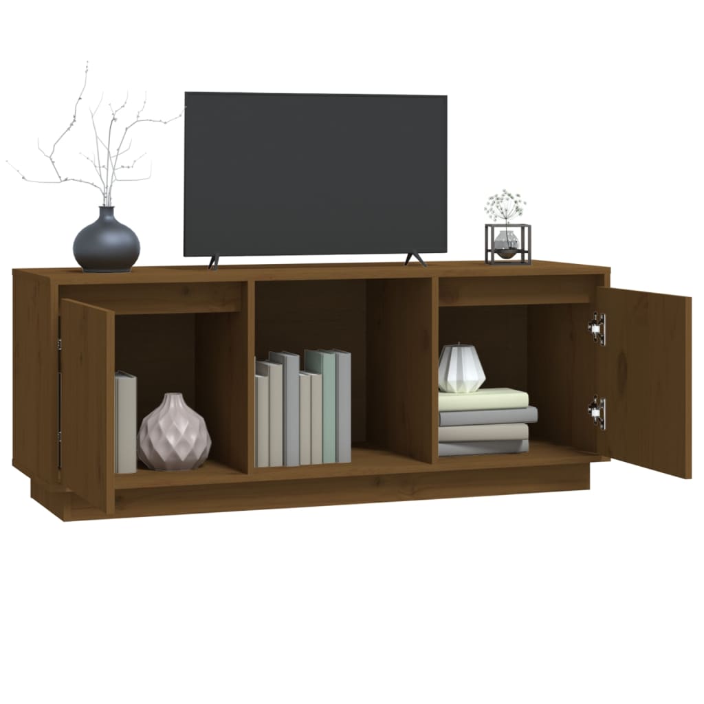 Mobile TV Miele 110,5x35x44 cm in Legno Massello di Pino - homemem39