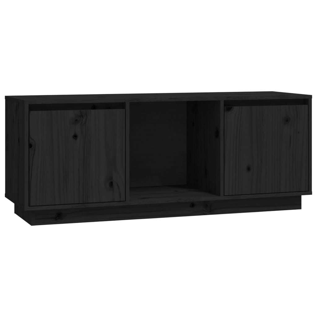 Mobile Porta TV Nero 110,5x35x44 cm in Legno Massello di Pino - homemem39