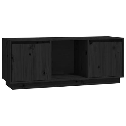 Mobile Porta TV Nero 110,5x35x44 cm in Legno Massello di Pino - homemem39