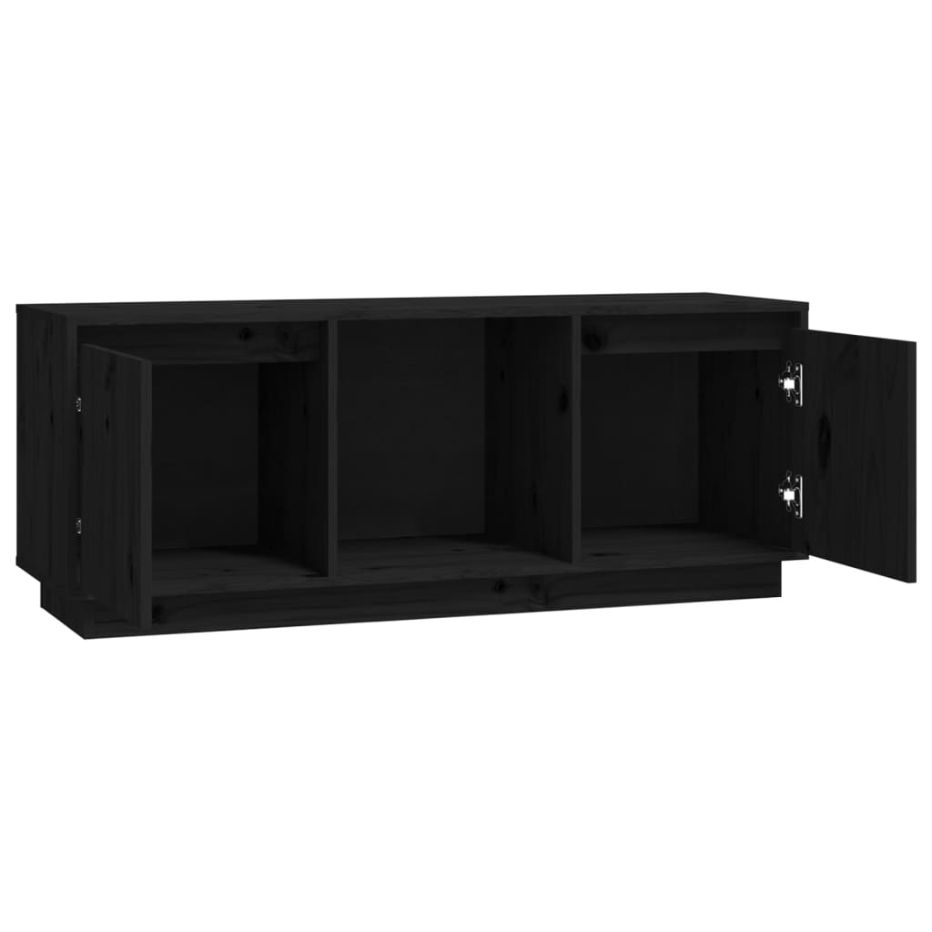 Mobile Porta TV Nero 110,5x35x44 cm in Legno Massello di Pino - homemem39