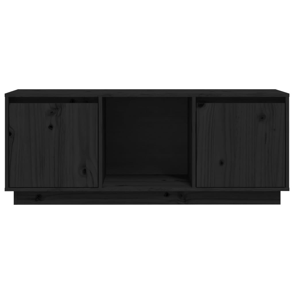 Mobile Porta TV Nero 110,5x35x44 cm in Legno Massello di Pino - homemem39